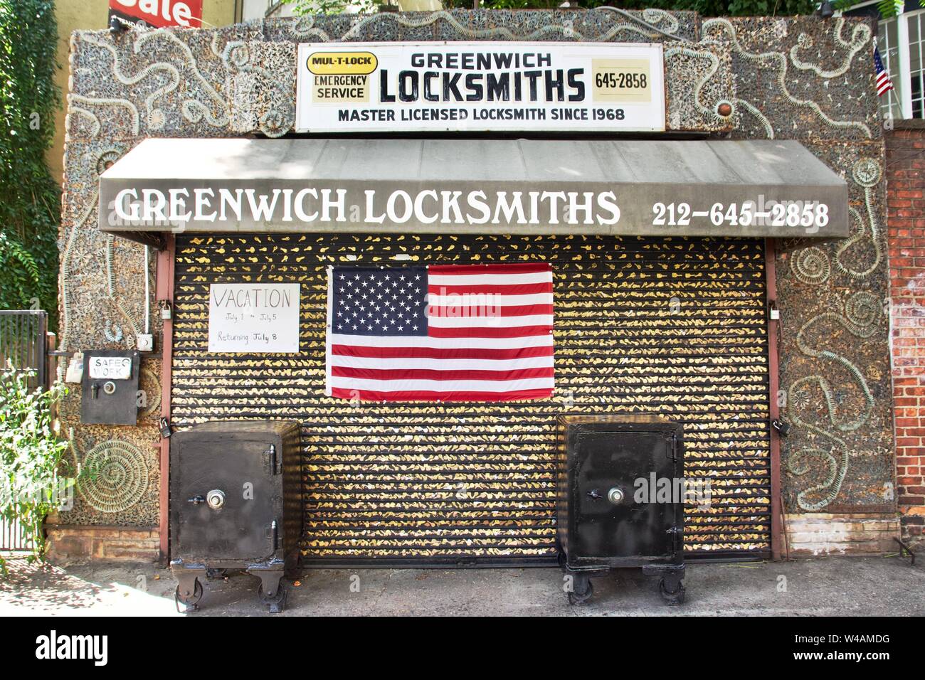 Greenwich Locksmiths which has a storefront made out of keys Stock