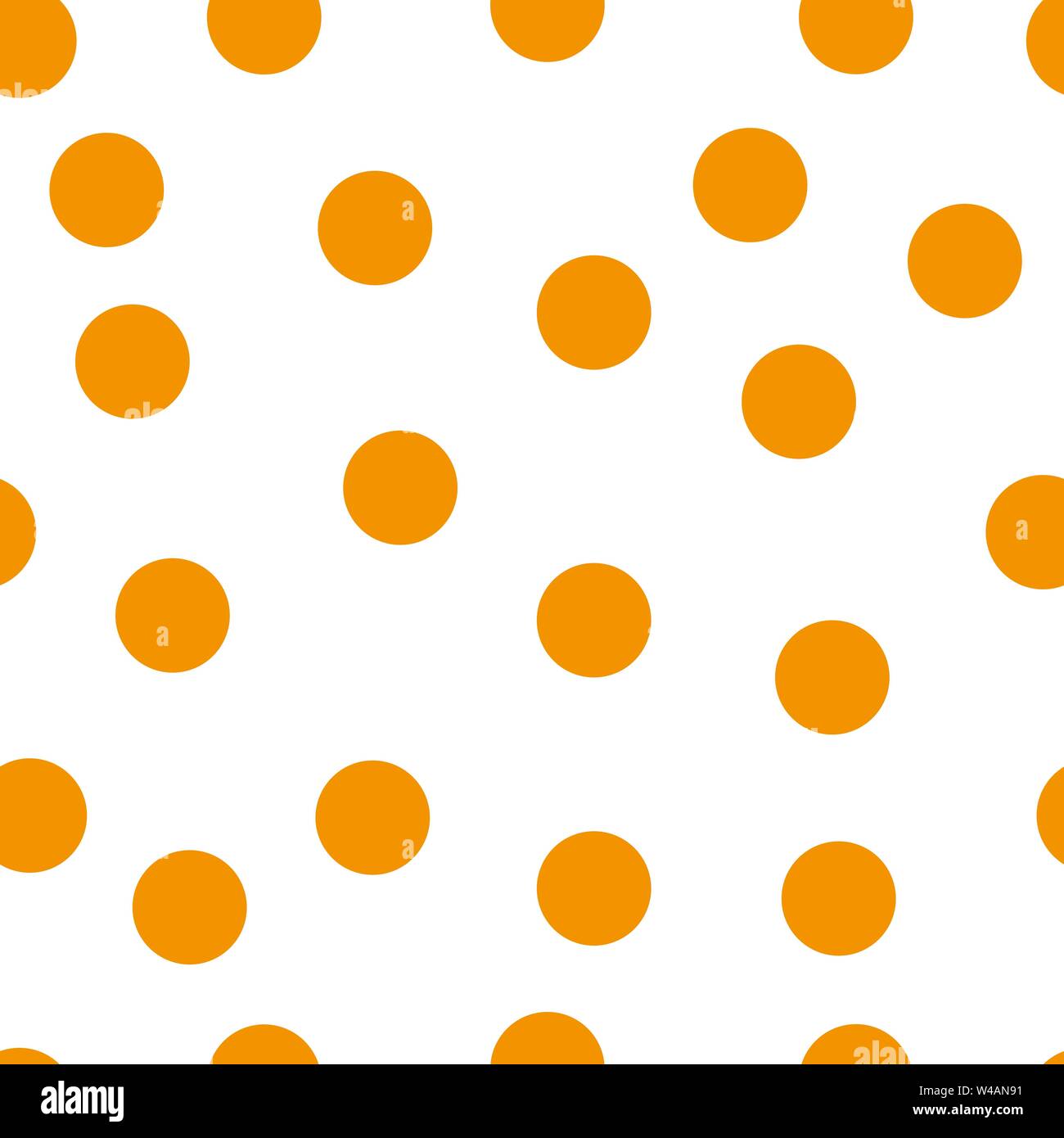 Seamless pattern with orange polka dots on white background. Vector illustration. eps10 Stock Vector