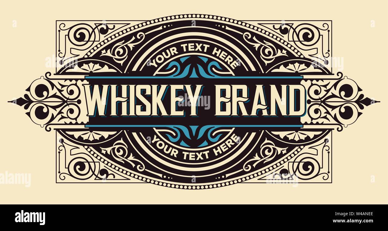 Vintage Label For Packing Western Style With Floral Details Stock