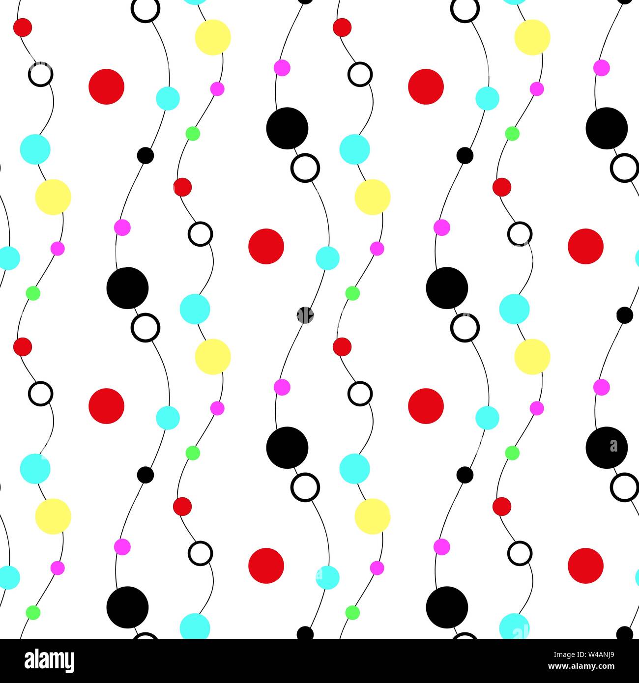Seamless chaotic colorful circle and lines pattern background eps10 Stock Vector