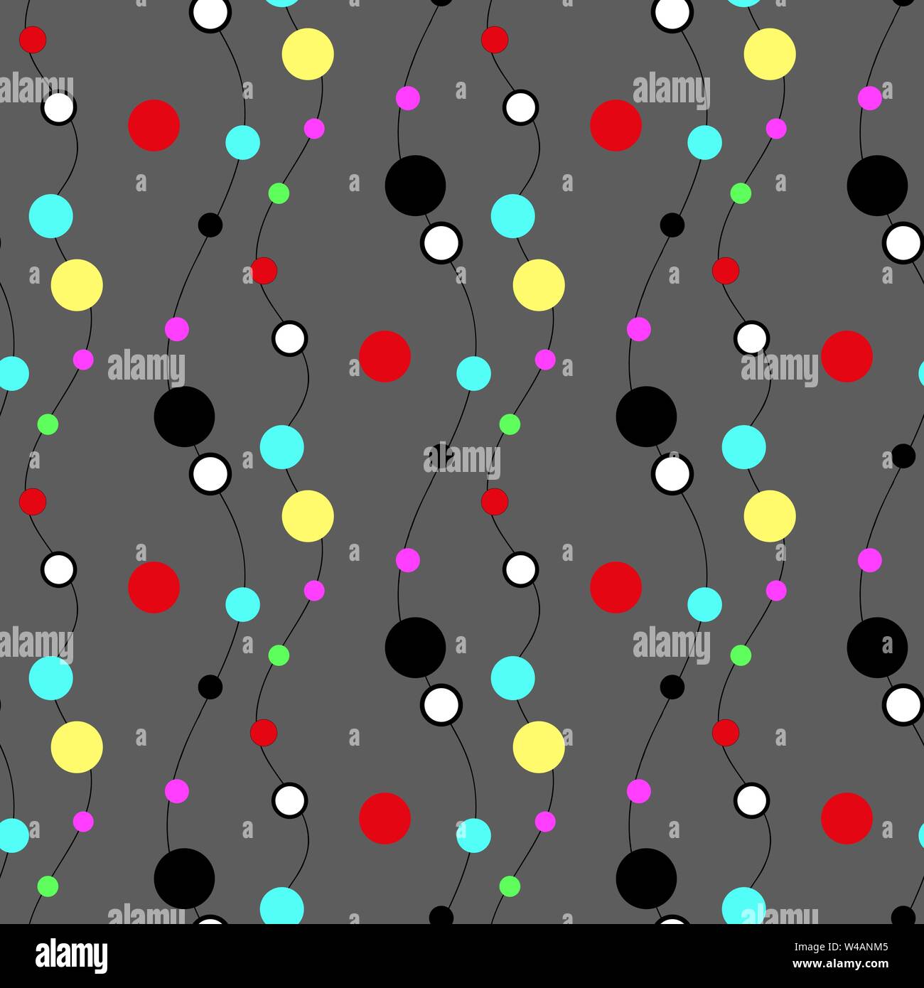 Seamless chaotic colorful circle and lines pattern background eps10 Stock Vector
