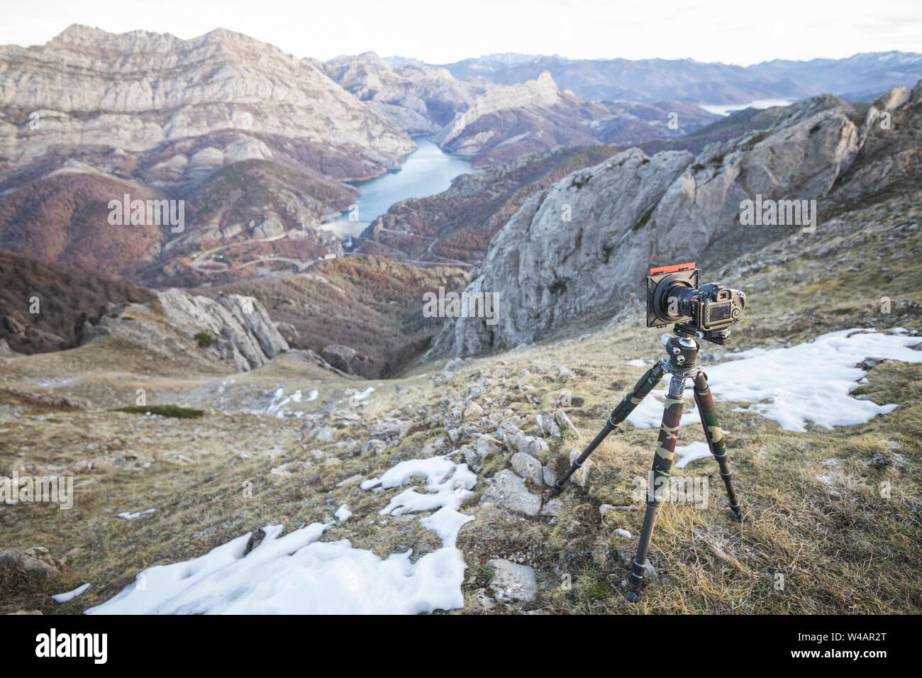 mountain view with camera in live mode Stock Photo