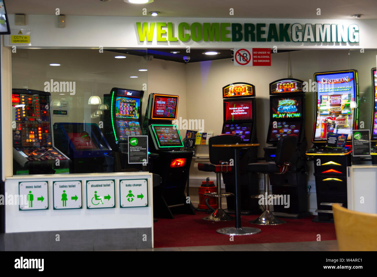 Gambling tables and slot machines Stock Photo