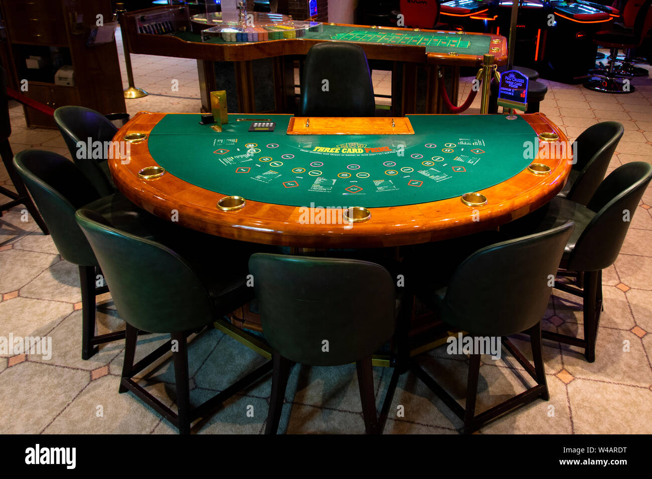 Gambling tables and slot machines Stock Photo