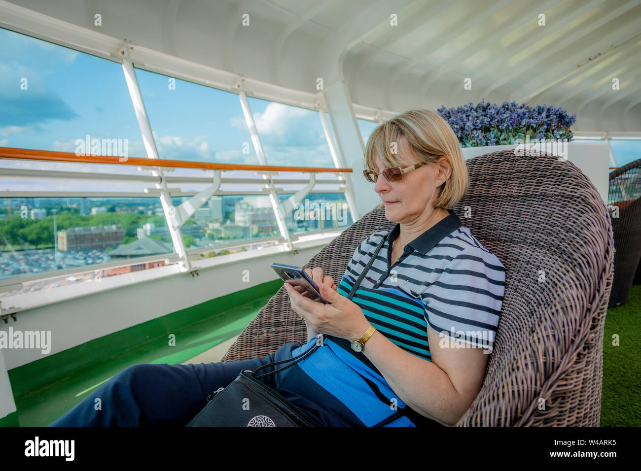 Passenger life on-board a cruise ship. Stock Photo