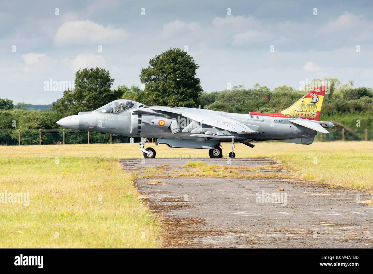 Spanish Navy EAV-8B Harrier II Plus flying on July 20th 2019 at RIAT 2019, RAF Fairford, Gloucestershire, UK Stock Photo