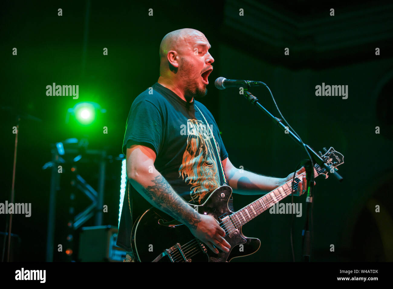 Sheffield City Hall, Sheffield. 20th July, 2019. Boss Keloid perform live on the Sheffield City Hall Ballroom Stage during the Tramlines Fringe. Stock Photo