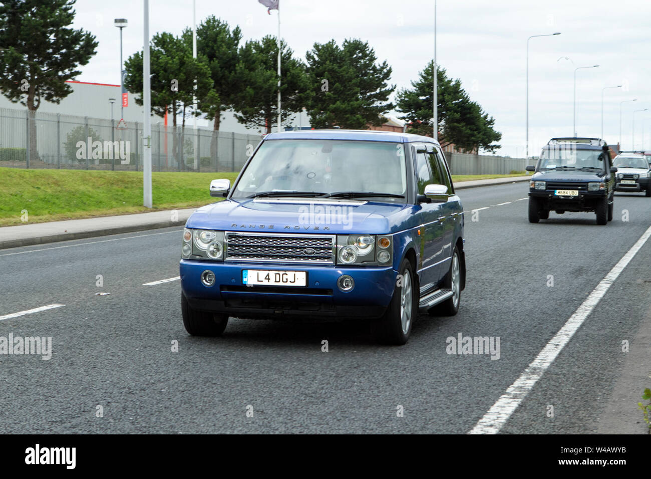 Fleetwood Festival of Transport – Tram Sunday 2019 L4 DGJ range rover vintage vehicles and cars attend the classic car show in Lancashire, UK Stock Photo