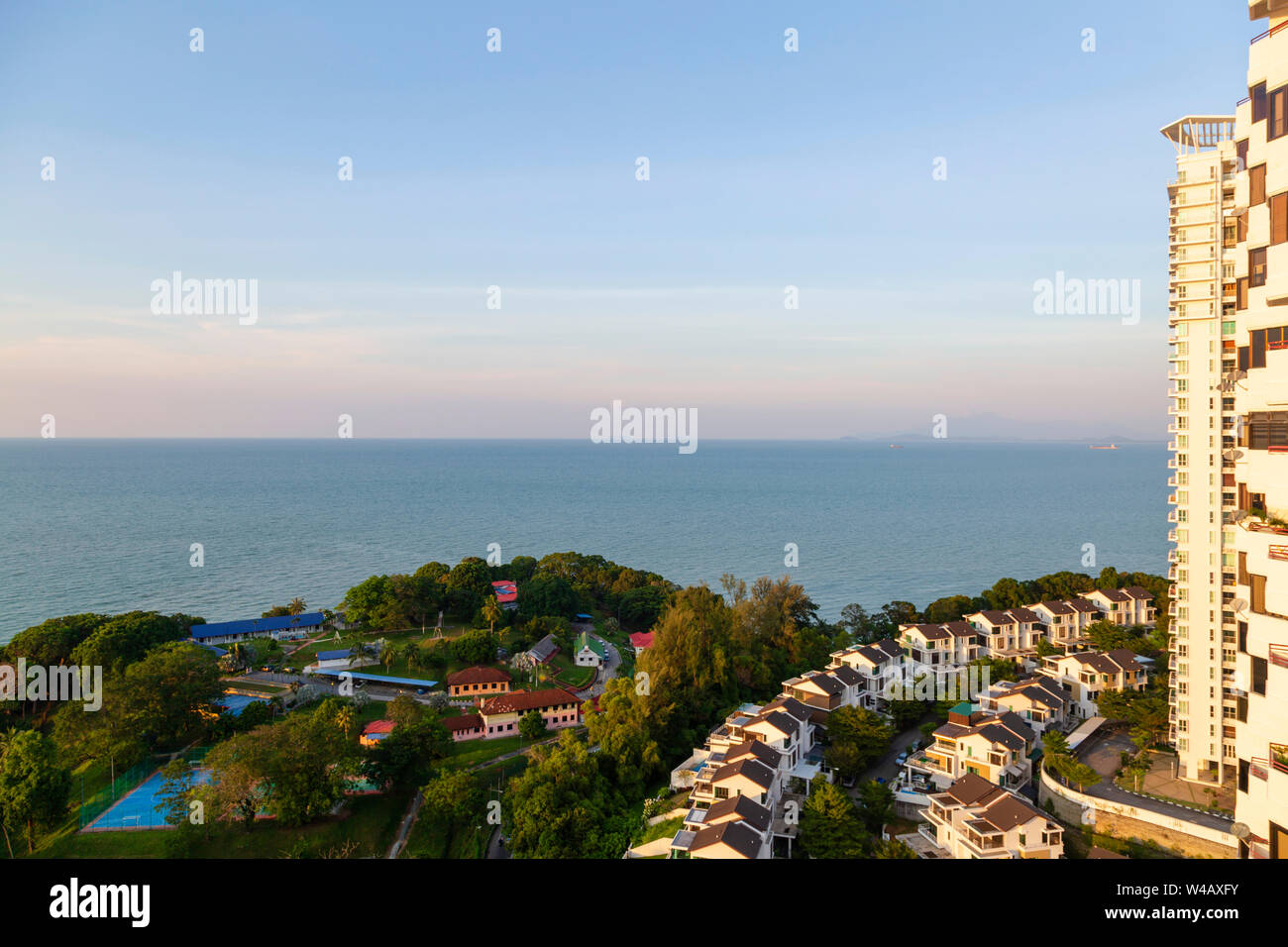Semi detached houses in a waterfront residential neighborhood housing