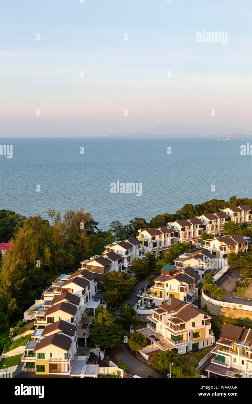 Semi detached houses in a waterfront residential neighborhood housing