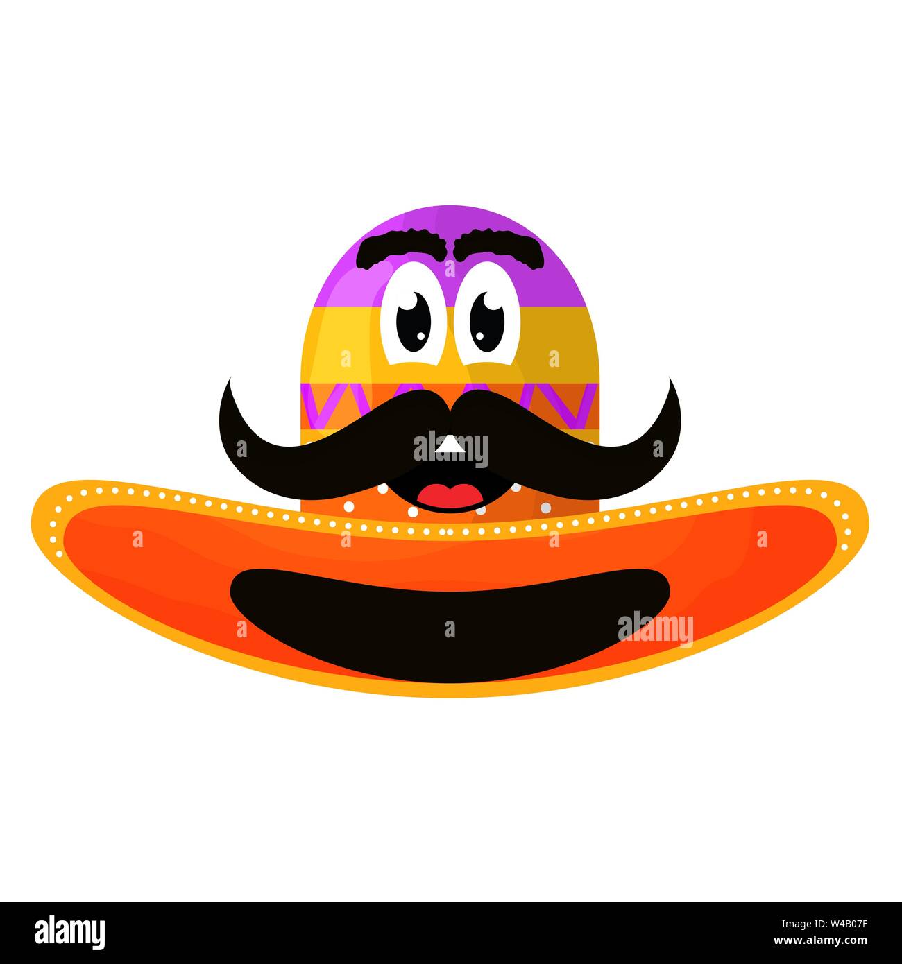 mexican hat with mustache emoji character vector illustration design