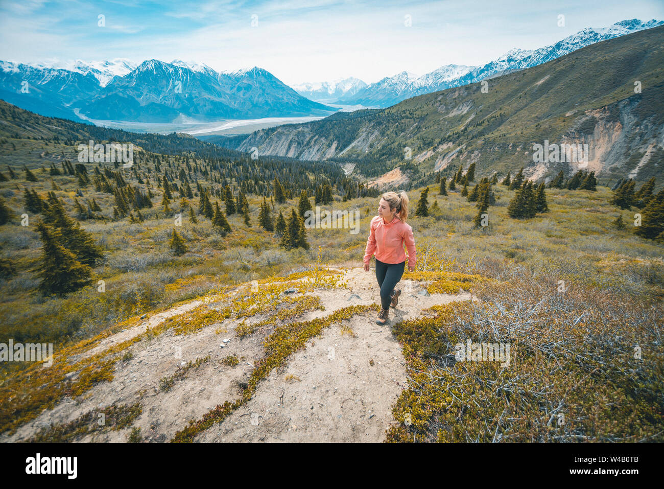Blonde female hiker hi-res stock photography and images - Alamy