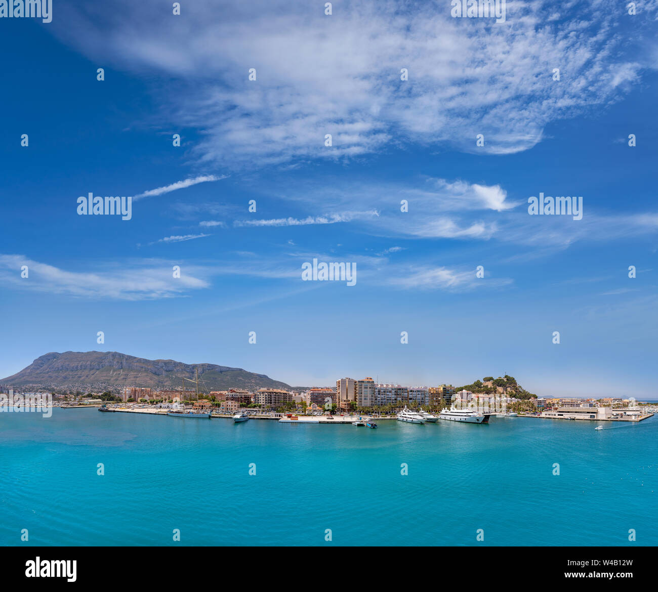 Denia skyline in Alicante of Mediterranean Spain Stock Photo