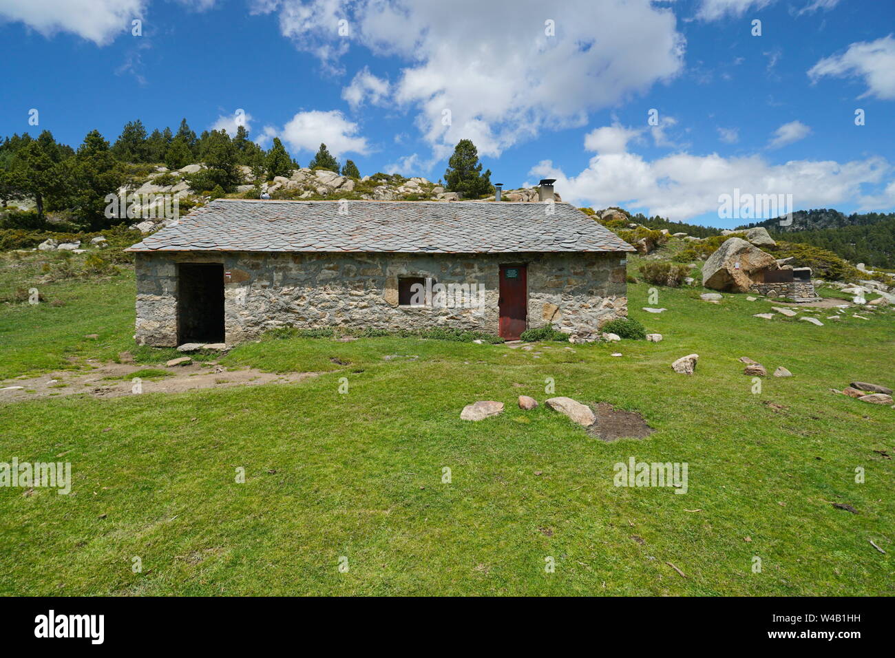 Shelter in the mountain, Pyrenees-Orientales, France, natural park of the Catalan Pyrenees Stock Photo