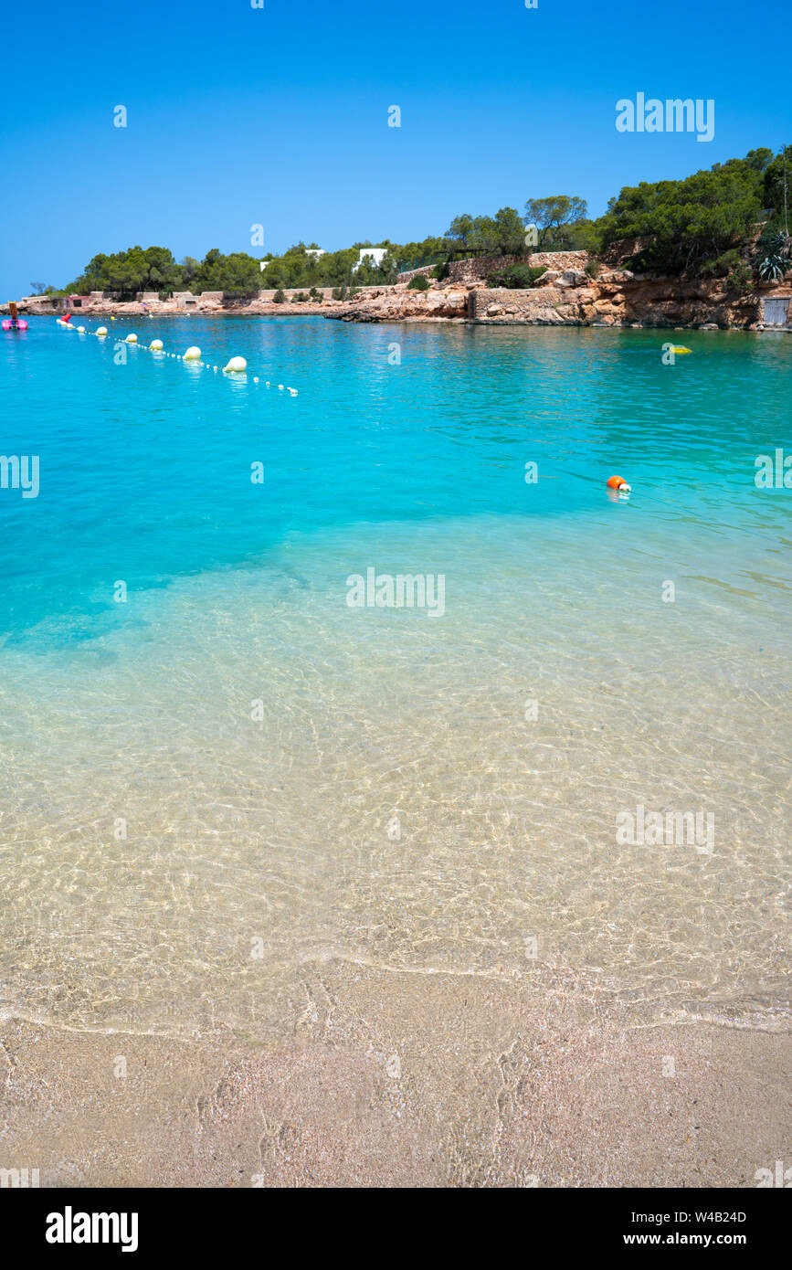 Ibiza Cala Gracio Gracioneta beach in San Antonio of Balearic Islands Stock Photo