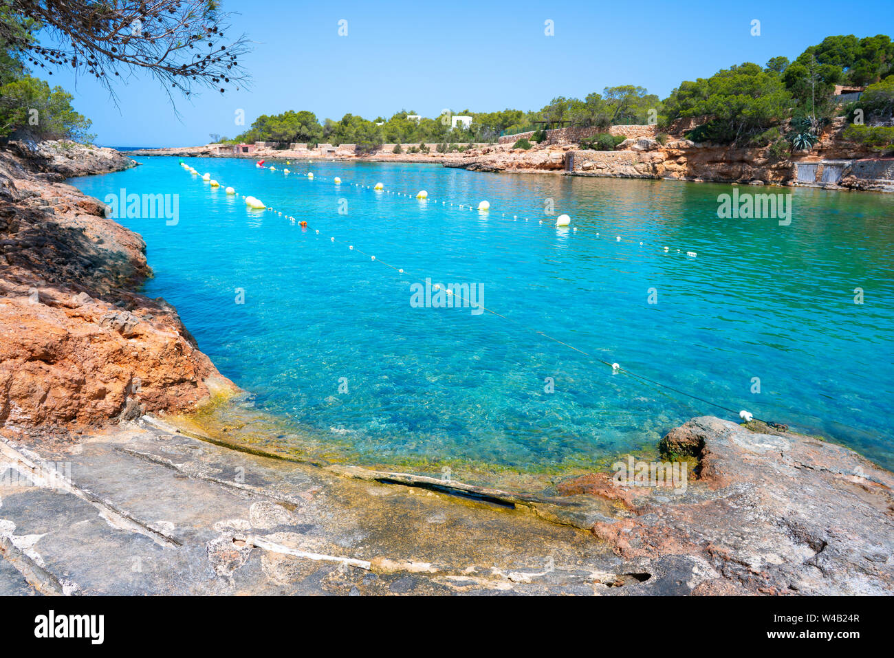 Ibiza Cala Gracio Gracioneta beach in San Antonio of Balearic Islands Stock Photo