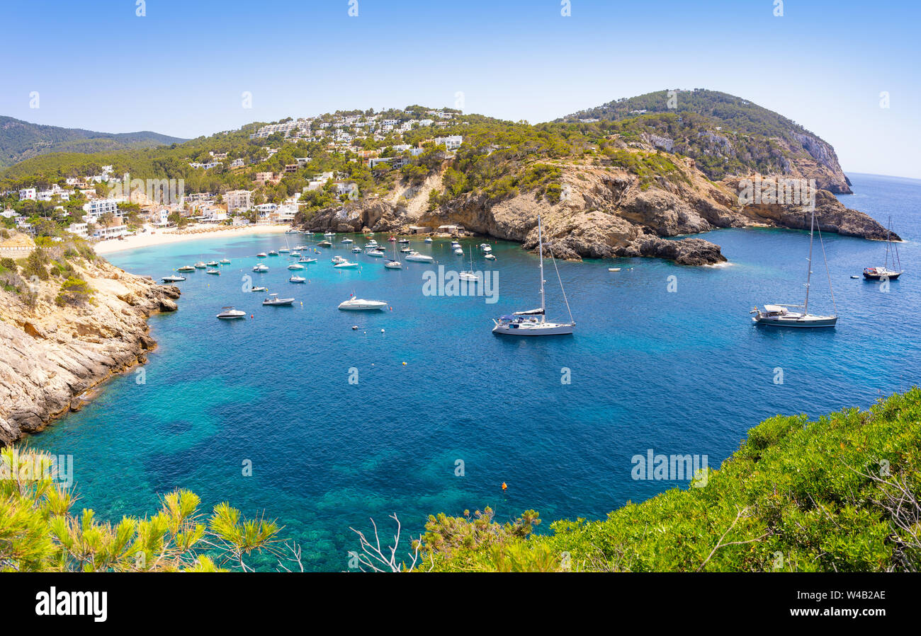 Ibiza Cala Vadella alse Vedella beach in Sant Josep of Balearic Islands Stock Photo