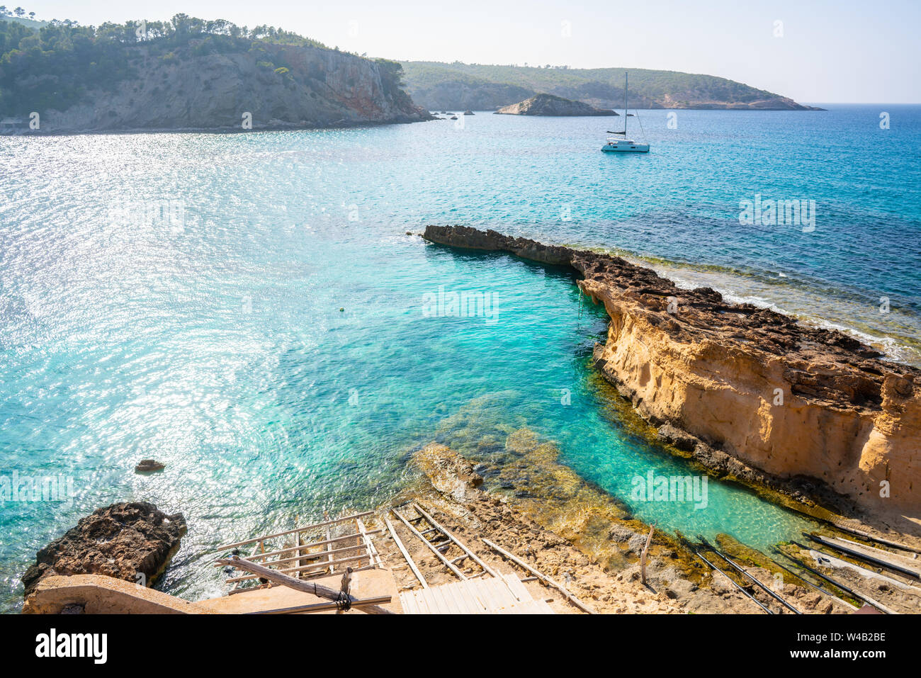 Ibiza Cala Xarraca in Sant Joan of Balearic Islands Stock Photo