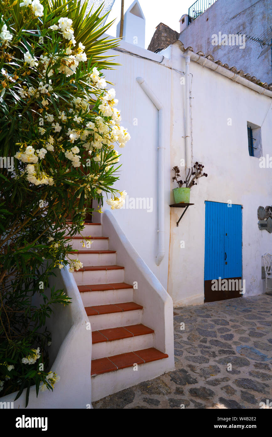 Ibiza Eivissa downtown Dalt Vila facades in Balearic Islands Stock Photo