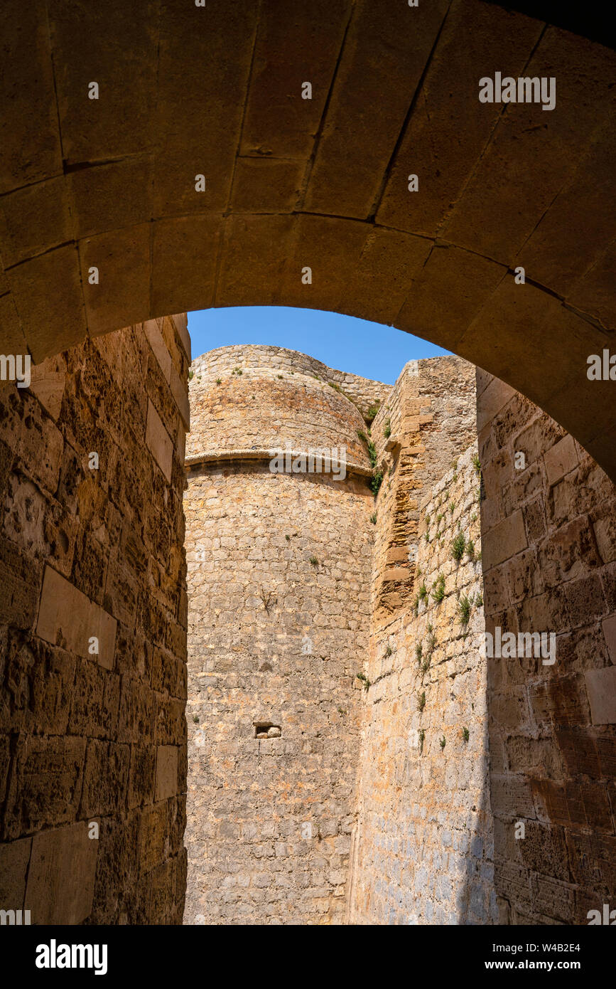 Ibiza Eivissa downtown Es Portal Nou entrance door to Dalt Vila Stock Photo