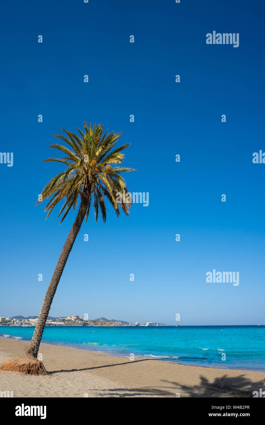 Ibiza Playa d En Bossa beach in Sant Josep of Balearic Islands Stock Photo