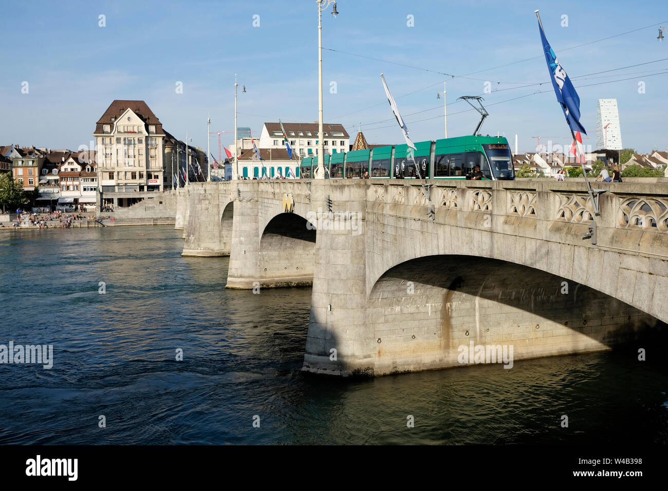 A general view of the middle bridge in Basel, Switzerland Stock Photo