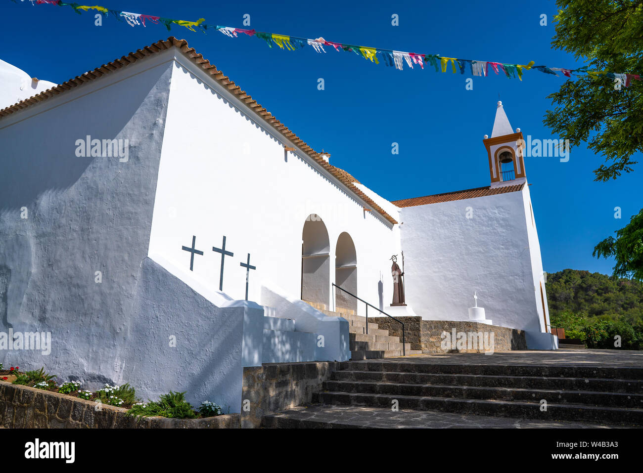 Ibiza Sant Joan de Labritja church in Balearic Islands also San Juan Bautista Stock Photo