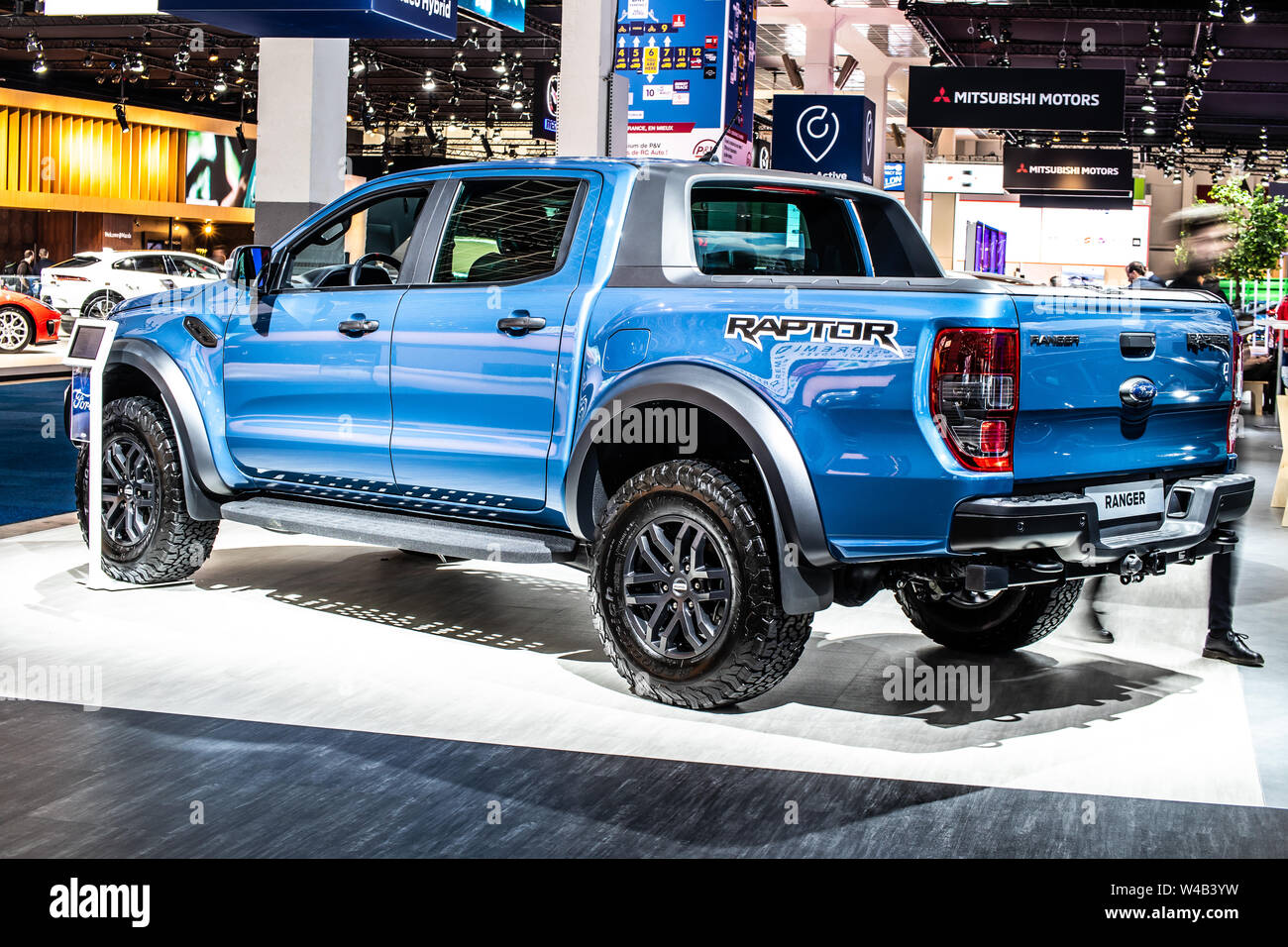 Brussels, Belgium, Jan 2019 blue Ford Ranger III Raptor pickup truck ...