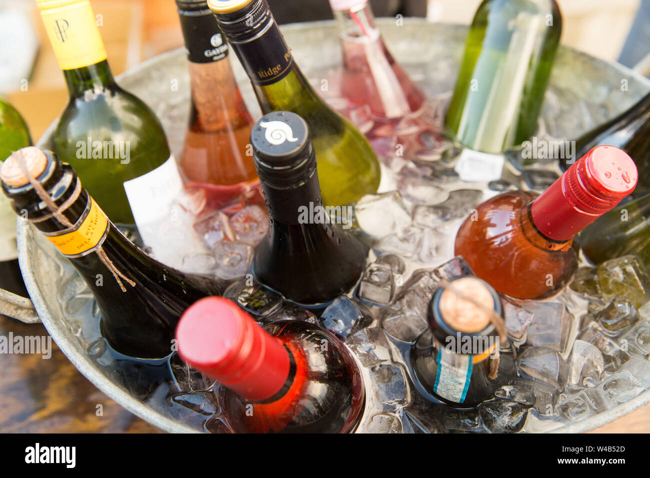 ice bucket of chilled wines Stock Photo Alamy