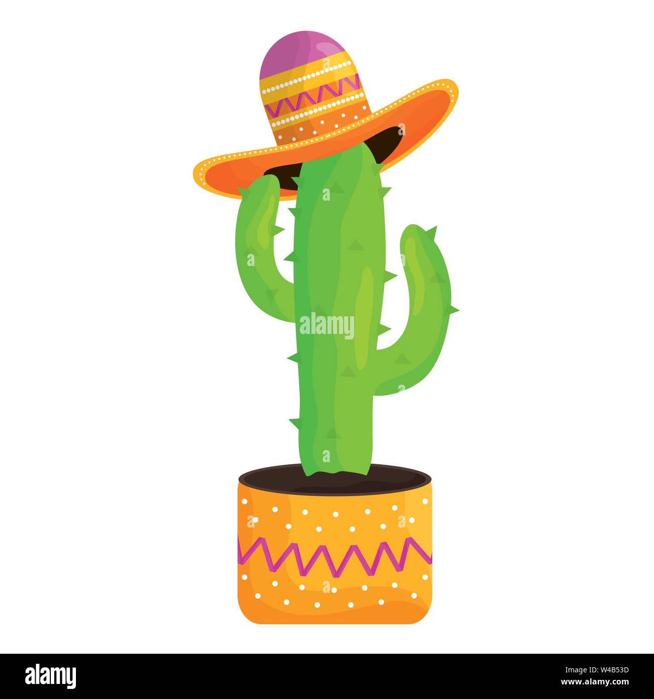 cactus plant with mexican hat vector illustration design Stock Vector ...