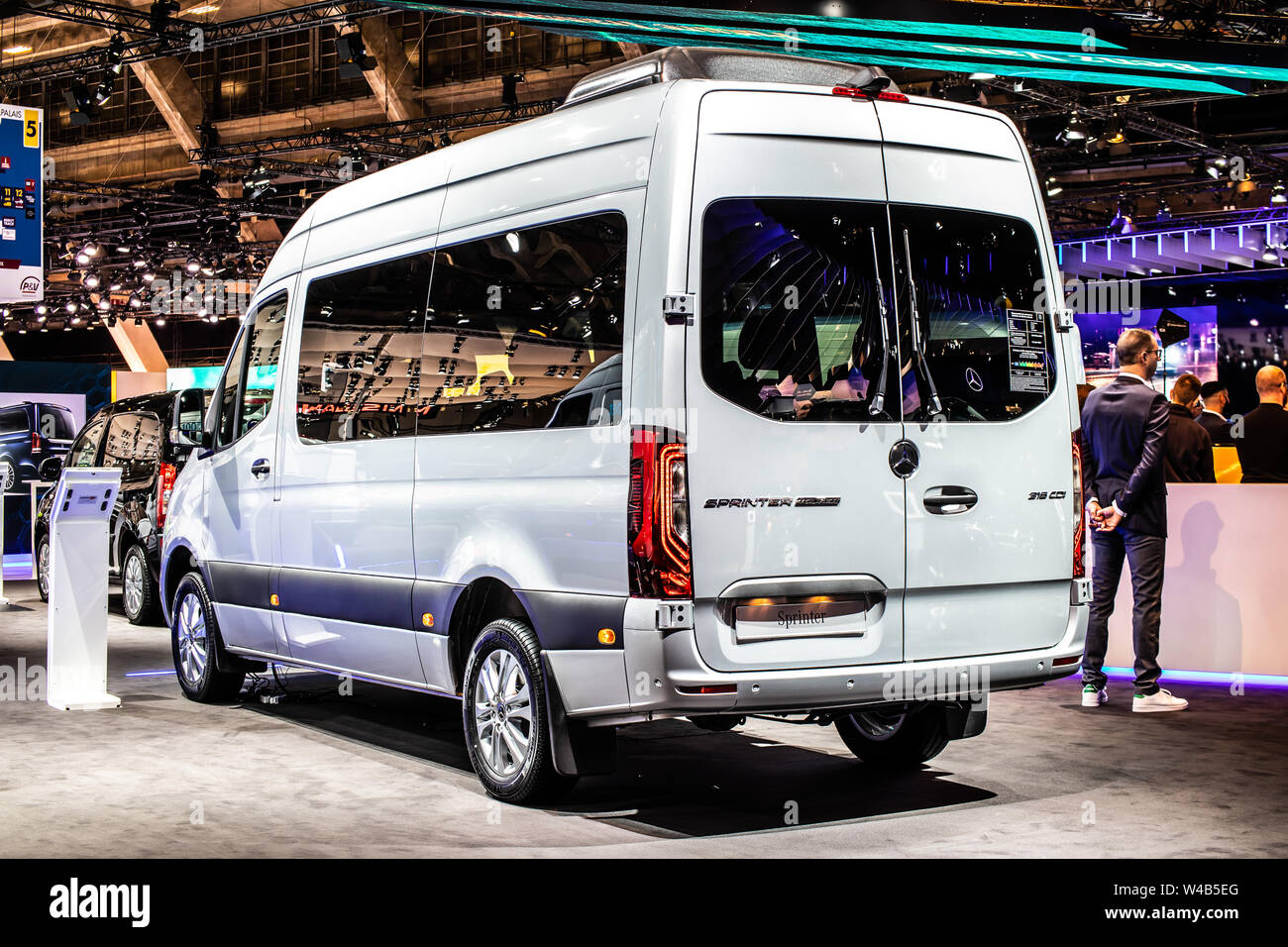 Brussels, Jan 2019 Mercedes Sprinter, Brussels Motor Show, Mercedes Benz light commercial vehicle as van, chassis cab, minibus, pickup truck Stock Photo