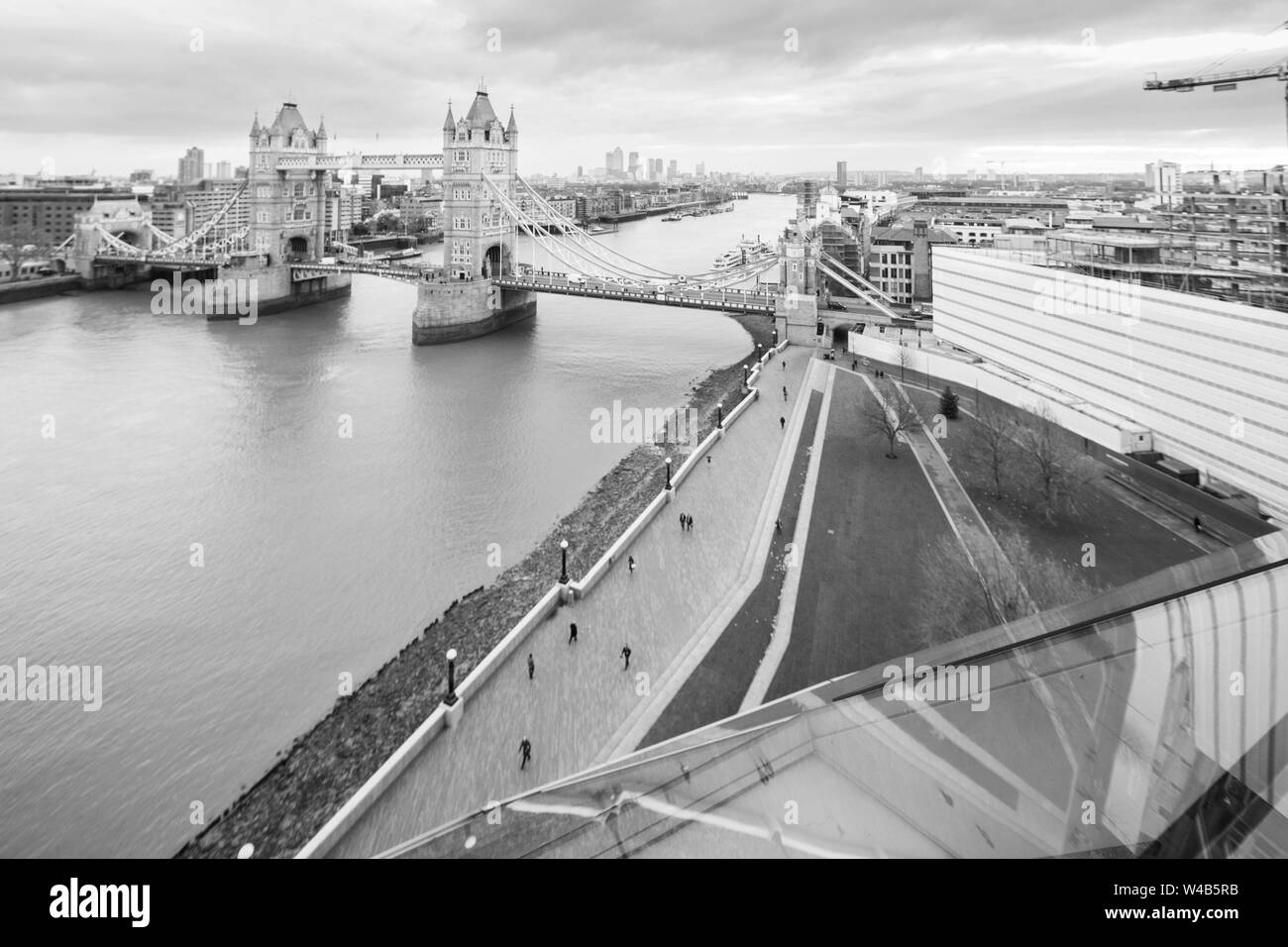 Tower Bridge and the Thames from London's Living Room City Hall Stock Photo