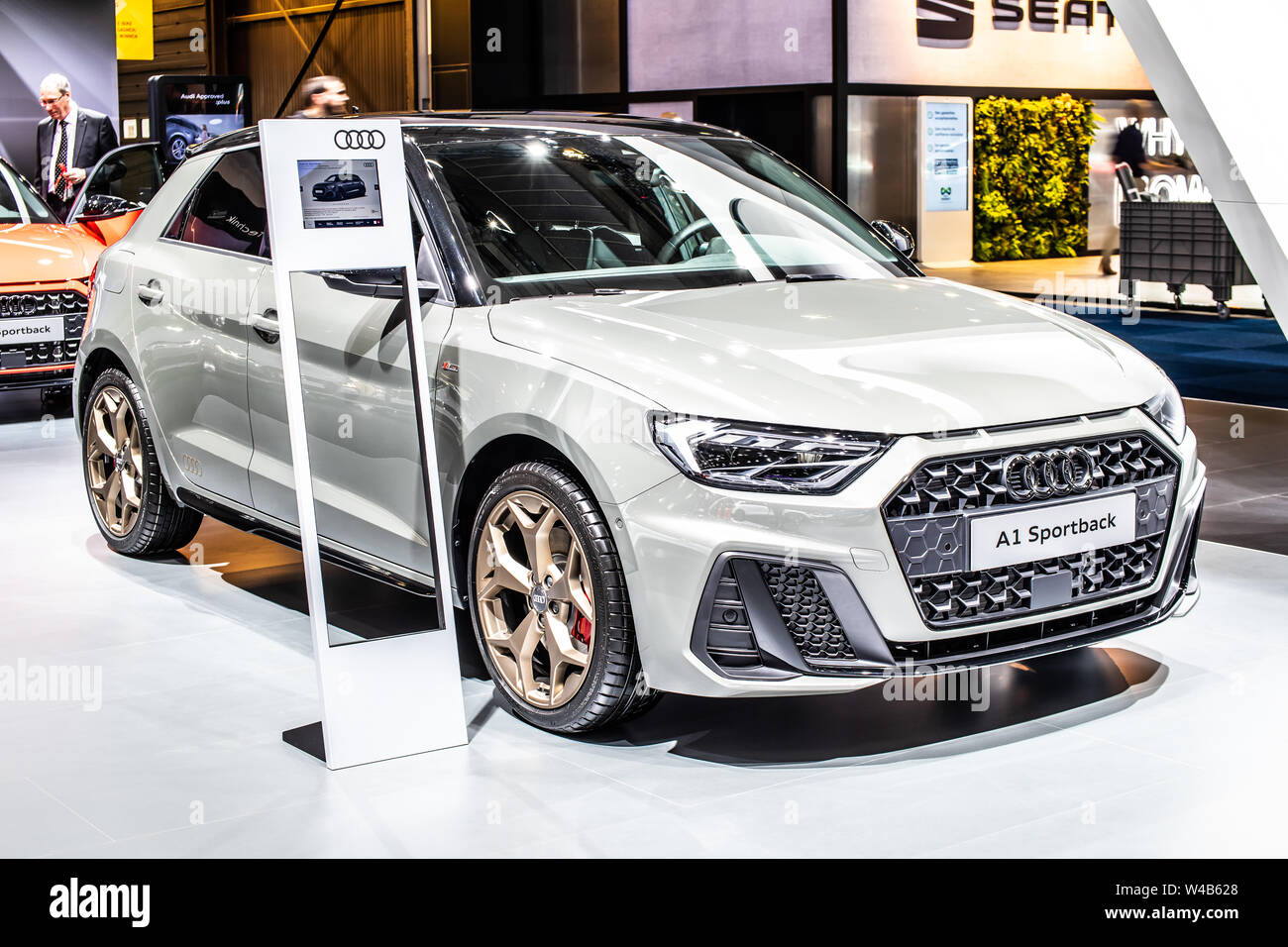 Brussels, Belgium, Jan 2019: new Audi A1 Sportback Sport 35 TFSI at Brussels Motor Show, 2nd generation car produced by Audi AG Stock Photo