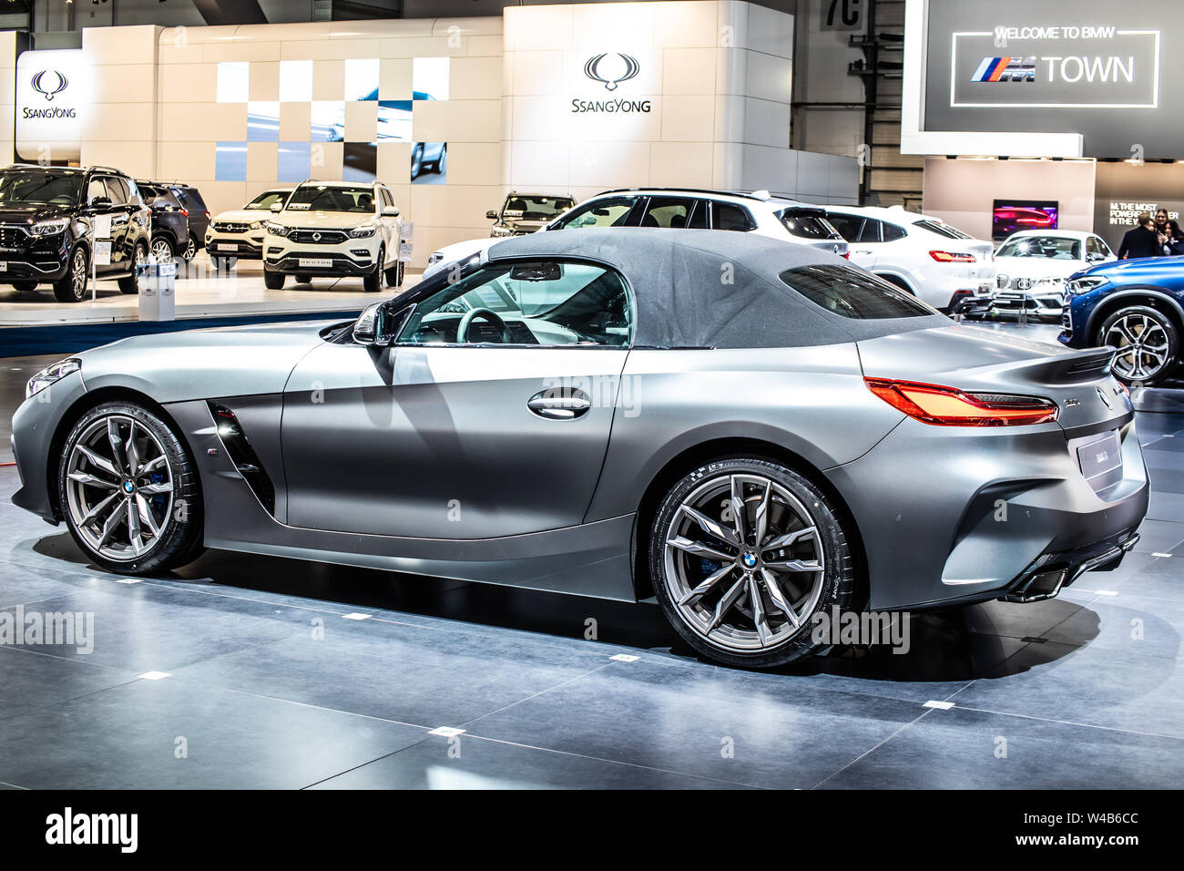 Brussels, Belgium, Jan 2019 BMW The 8 Series Cabrio M850i, Brussels Motor Show, 2nd gen, G14, cabriolet car manufactured and marketed by BMW Stock Photo