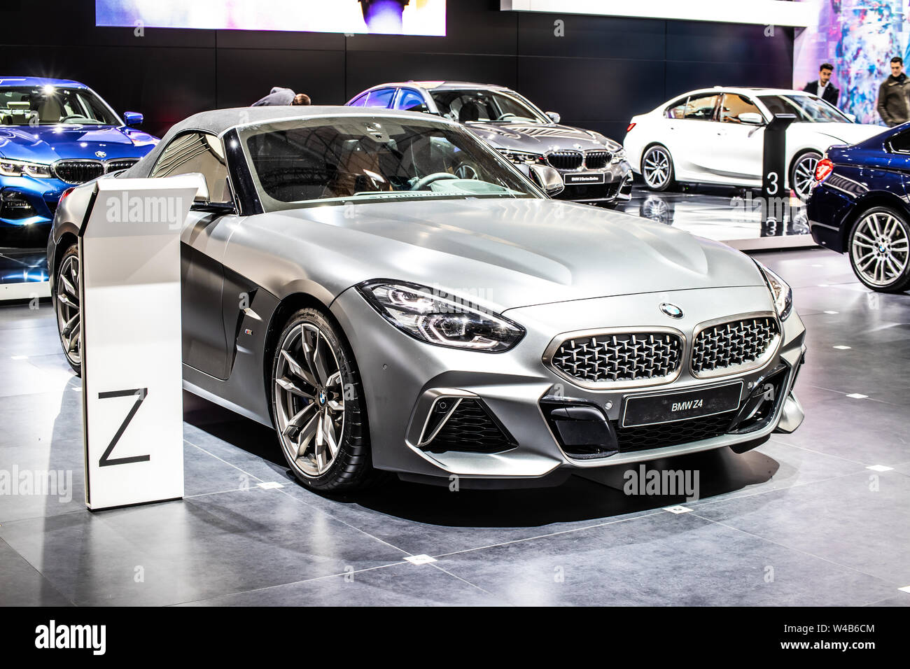 Brussels, Belgium, Jan 2019 BMW The 8 Series Cabrio M850i, Brussels Motor Show, 2nd gen, G14, cabriolet car manufactured and marketed by BMW Stock Photo