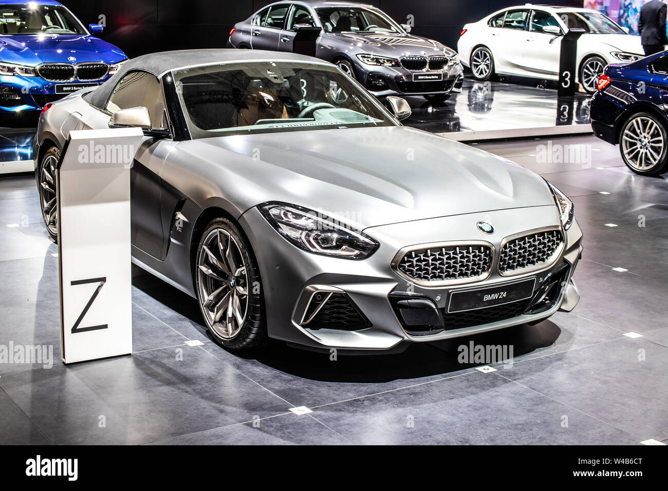 Brussels, Belgium, Jan 2019 BMW The 8 Series Cabrio M850i, Brussels Motor Show, 2nd gen, G14, cabriolet car manufactured and marketed by BMW Stock Photo