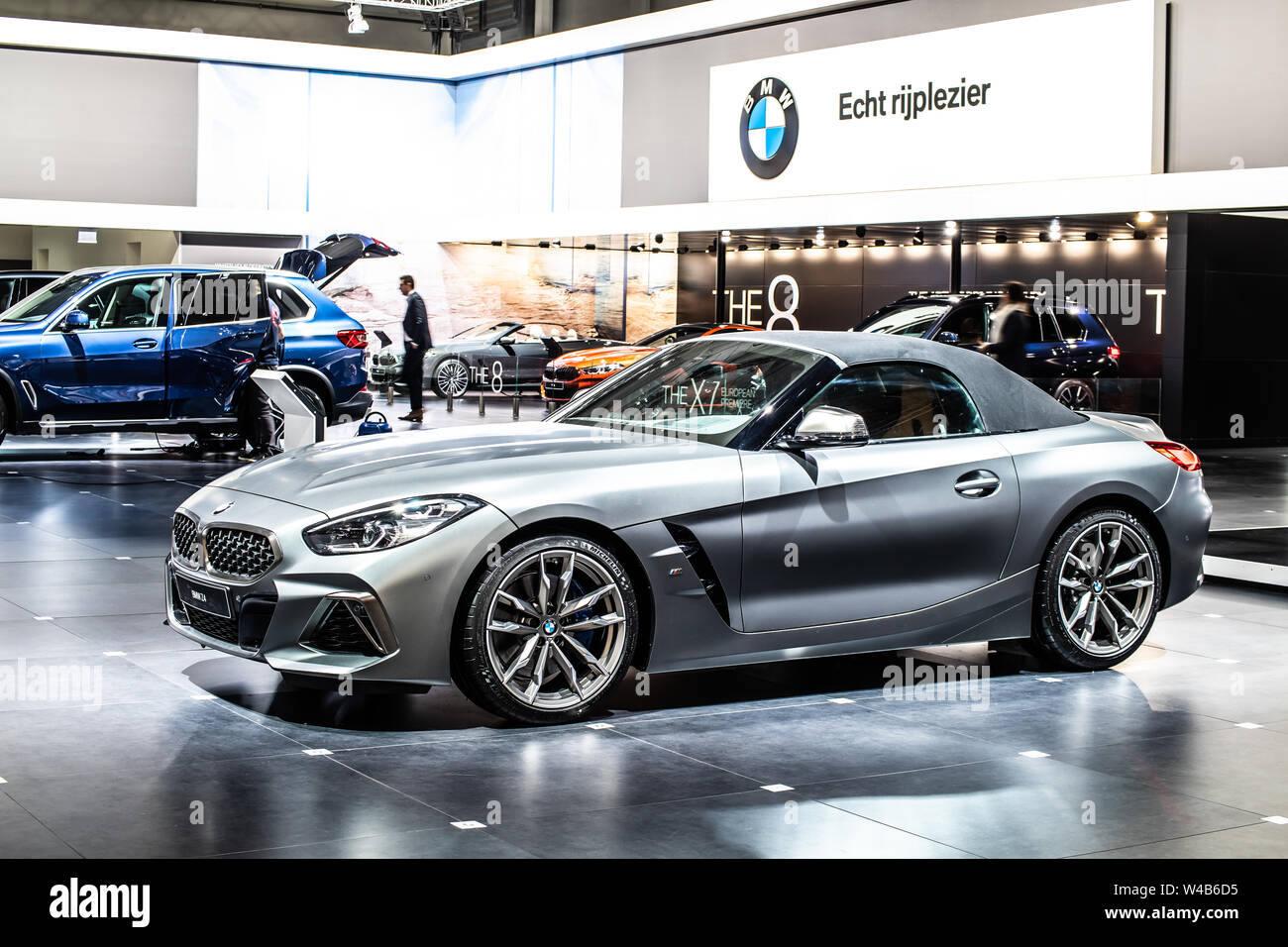 Brussels, Belgium, Jan 2019 BMW The 8 Series Cabrio M850i, Brussels Motor Show, 2nd gen, G14, cabriolet car manufactured and marketed by BMW Stock Photo