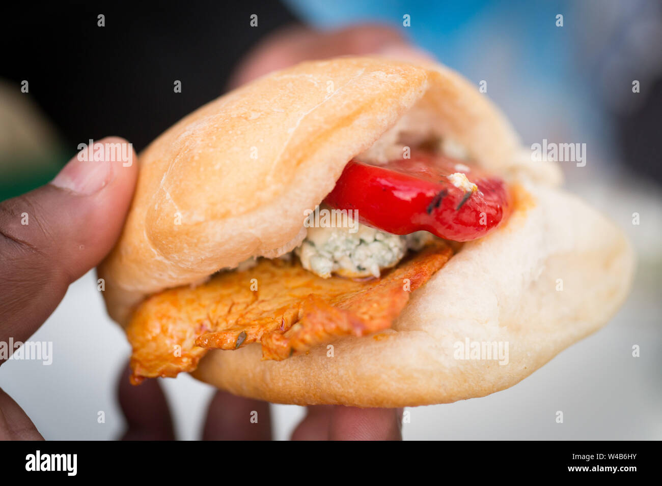 Gourmet street food London Bridge open kitchen Stock Photo Alamy