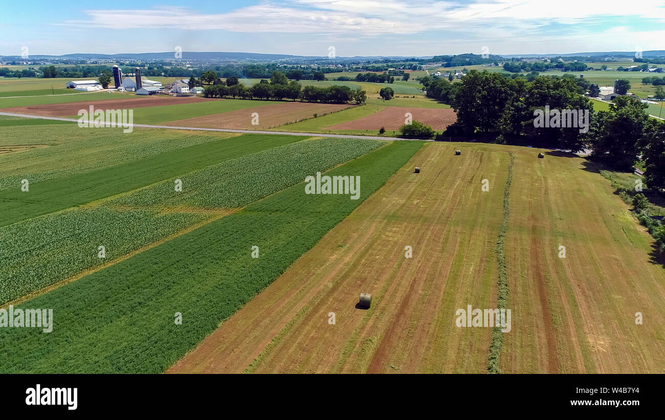 Aerial View of an Amish Farm Countryside Stock Photo - Alamy