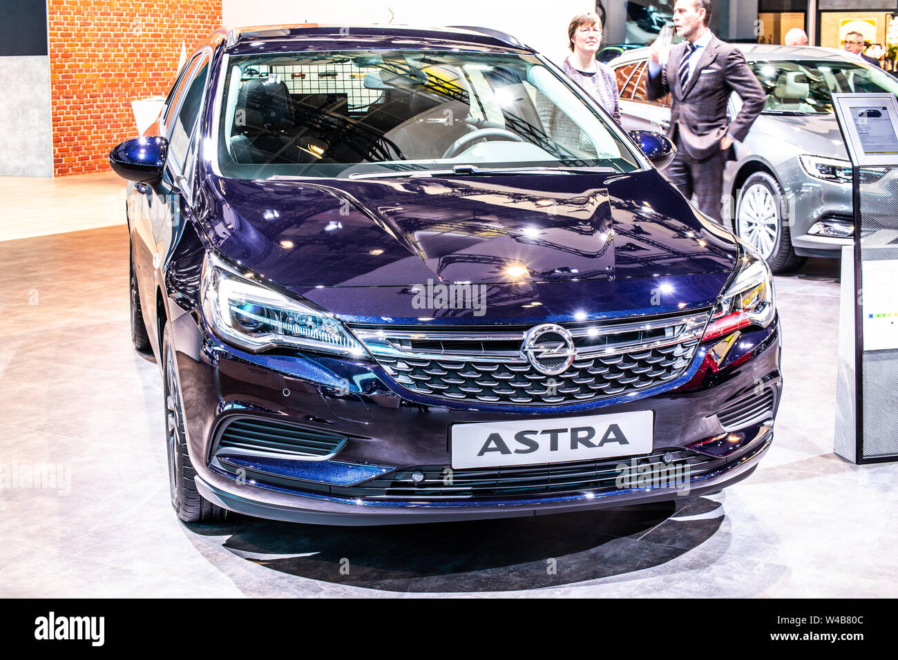 Brussels, Jan 2019: OPEL ASTRA SPORTS TOURER, Brussels Motor Show, 5th gen Astra  K, D2XX platform, small family car produced by Opel (PSA Group Stock Photo  - Alamy