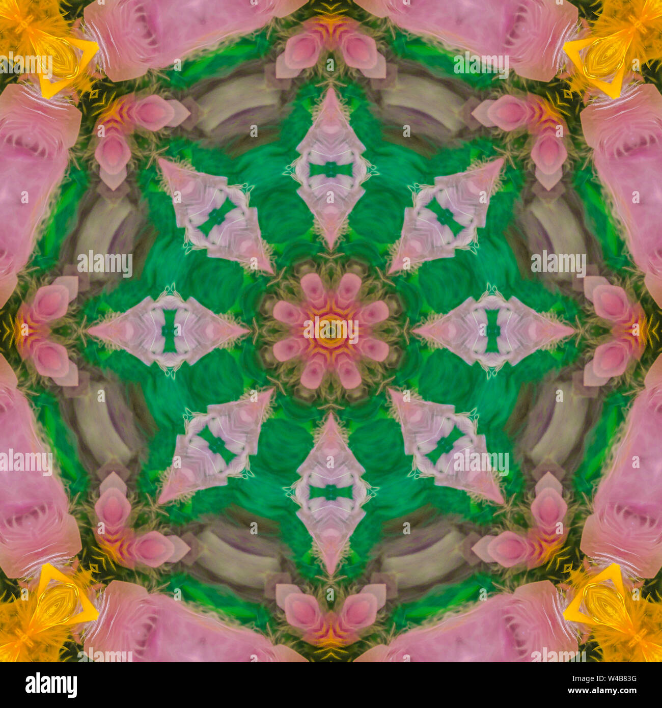 Star shapes created from feathers in pattern. Geometric kaleidoscope ...