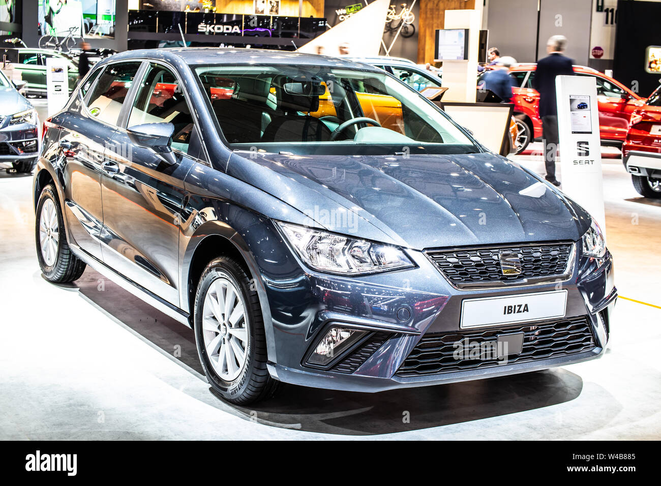 Brussels, Belgium, Jan 2019 Seat Ibiza, Brussels Motor Show, Fifth generation, MK5, MQB A0 platform, supermini car produced by Spanish SEAT Stock Photo