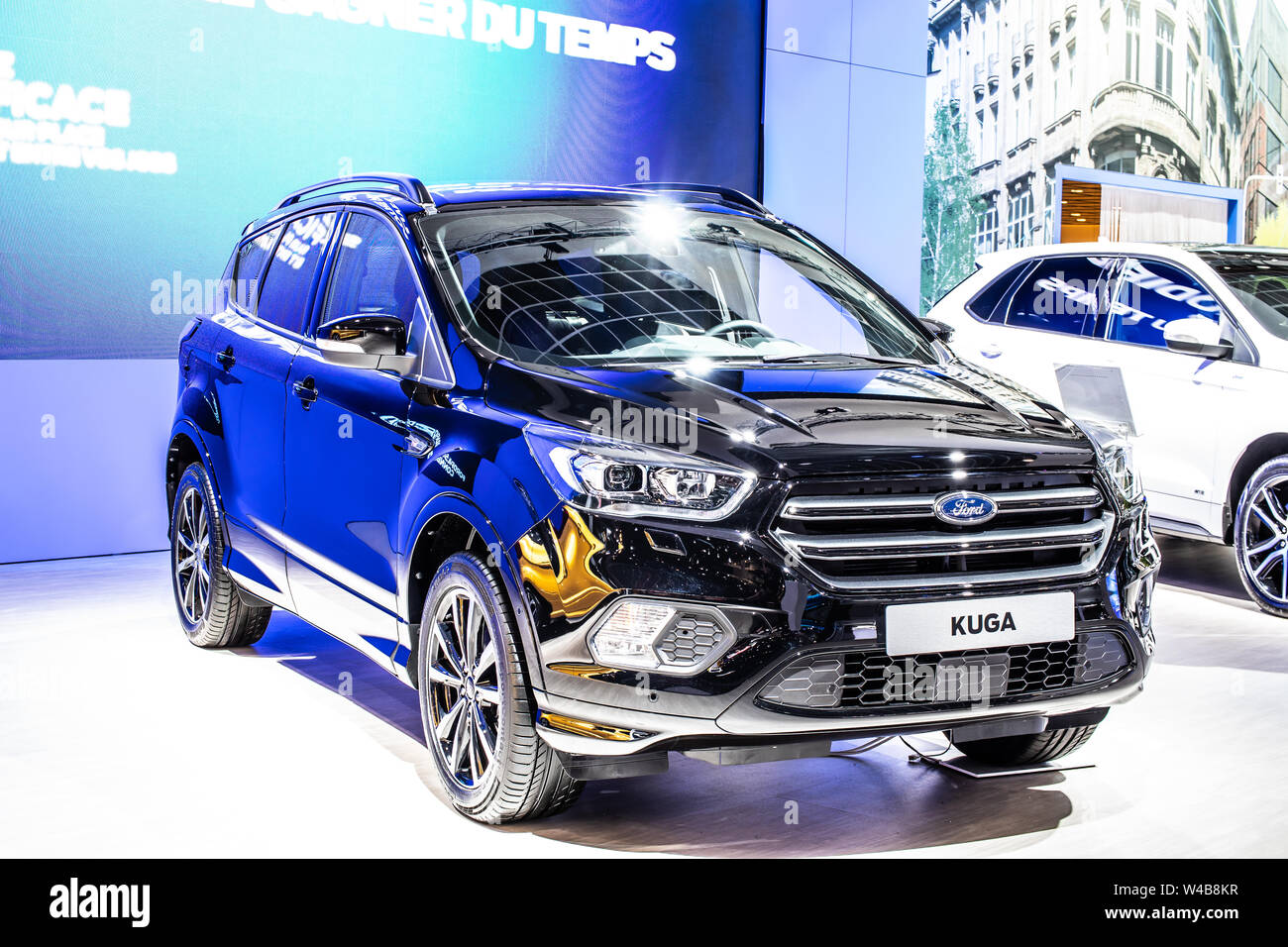 Second generation Ford Kuga SUV, black metallic color, panoramic ceiling, 4x4  traction, automatic transmission, isolated in an empty parking lot Stock  Photo - Alamy