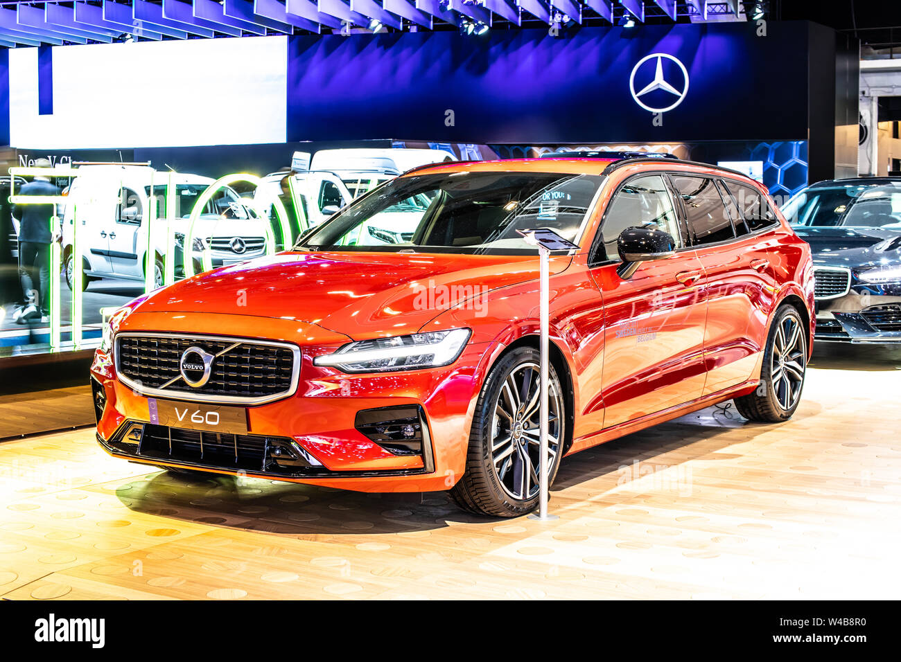Brussels, Belgium, Jan 2019 red Volvo V60 station wagon, Brussels Motor  Show, 2nd gen, SPA Platform, executive estate manufactured by Volvo Cars  Stock Photo - Alamy