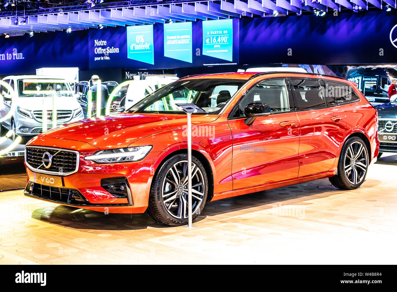 Brussels, Belgium, Jan 2019 red Volvo V60 station wagon, Brussels Motor  Show, 2nd gen, SPA Platform, executive estate manufactured by Volvo Cars  Stock Photo - Alamy
