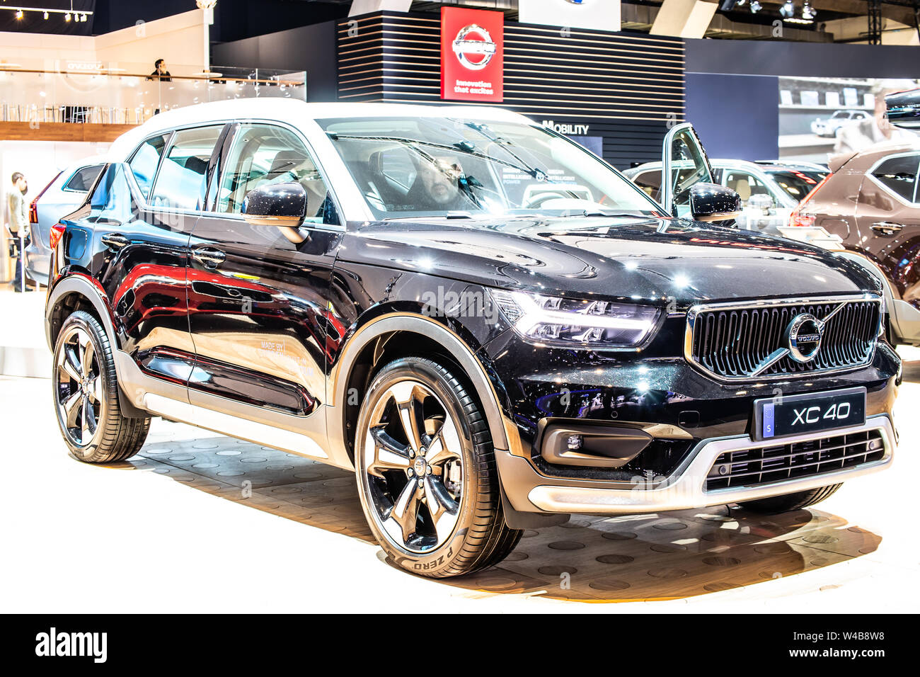 Brussels, Belgium, Jan 2019 Volvo XC40, Brussels Motor Show, compact crossover SUV manufactured and marketed by Volvo Cars, Car of the Year 2018 Stock Photo
