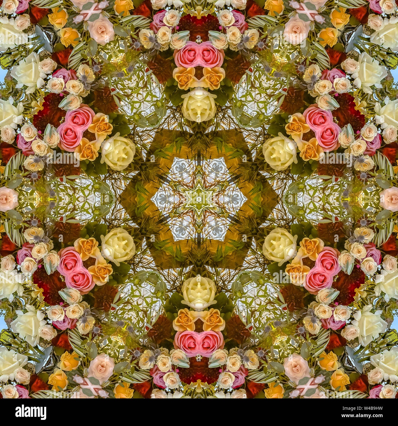 Flowers in an angular reflective design from a wedding with colors ...