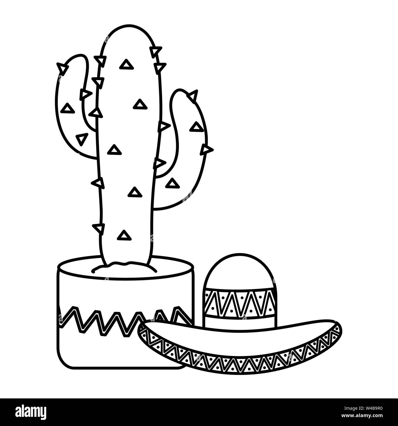cactus plant with mexican hat vector illustration design Stock Vector ...