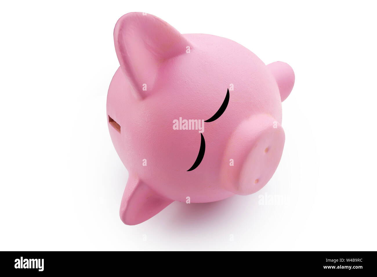 Piggy bank sleeping or dead isolated on white Stock Photo