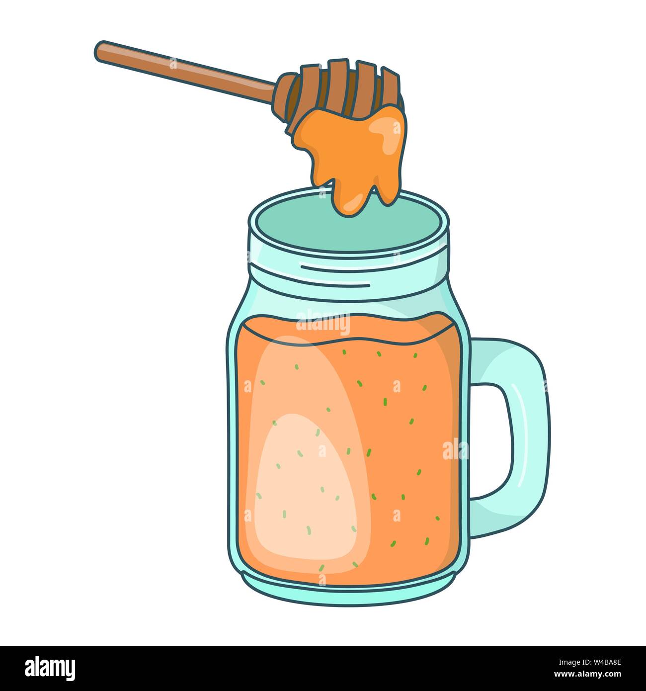 delicious healthy meal honey mason jar cartoon vector illustration